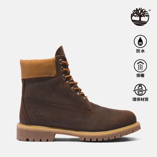 Timberland 男款深棕色全粒面皮革6吋防水靴|A628D943