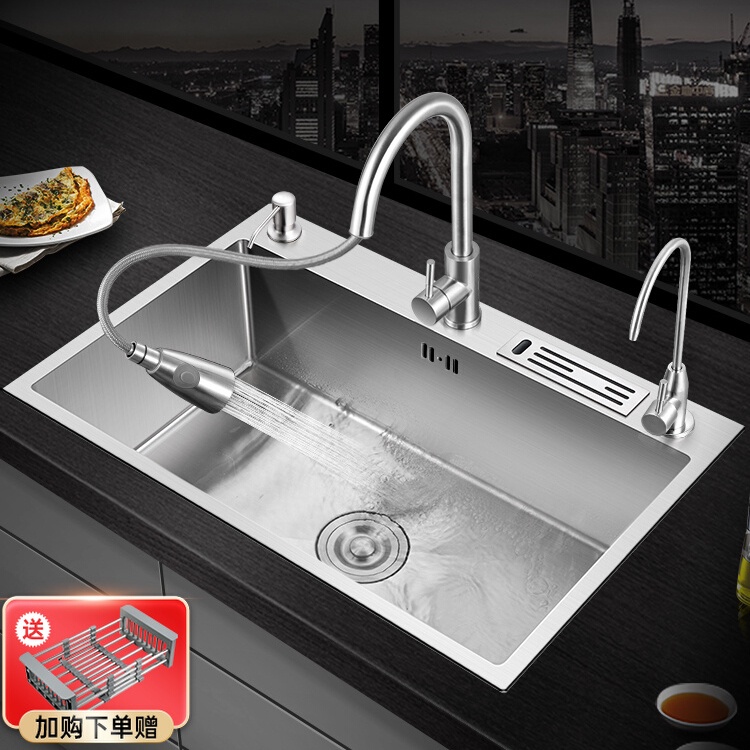 🔥免運 德國水槽單槽 廚房洗菜盆 304不銹鋼洗碗槽 家用洗碗池 台下盆