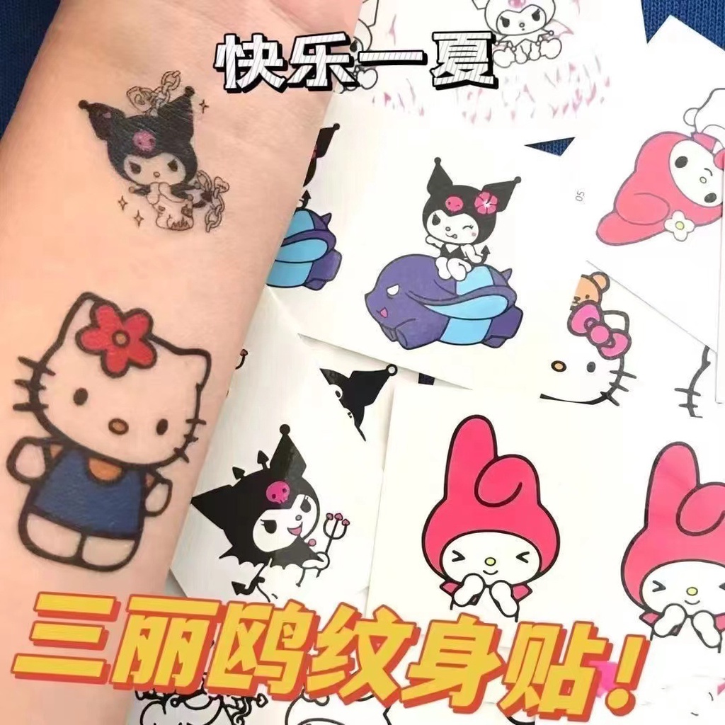 三麗鷗紋身貼 新款卡通 可愛三麗鷗 庫洛米紋身貼 可愛少女 學生 一次性 凱蒂貓紋身貼