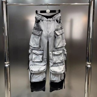 *TIE DYE GRAY BOYFRIEND BAAGY JEANS*