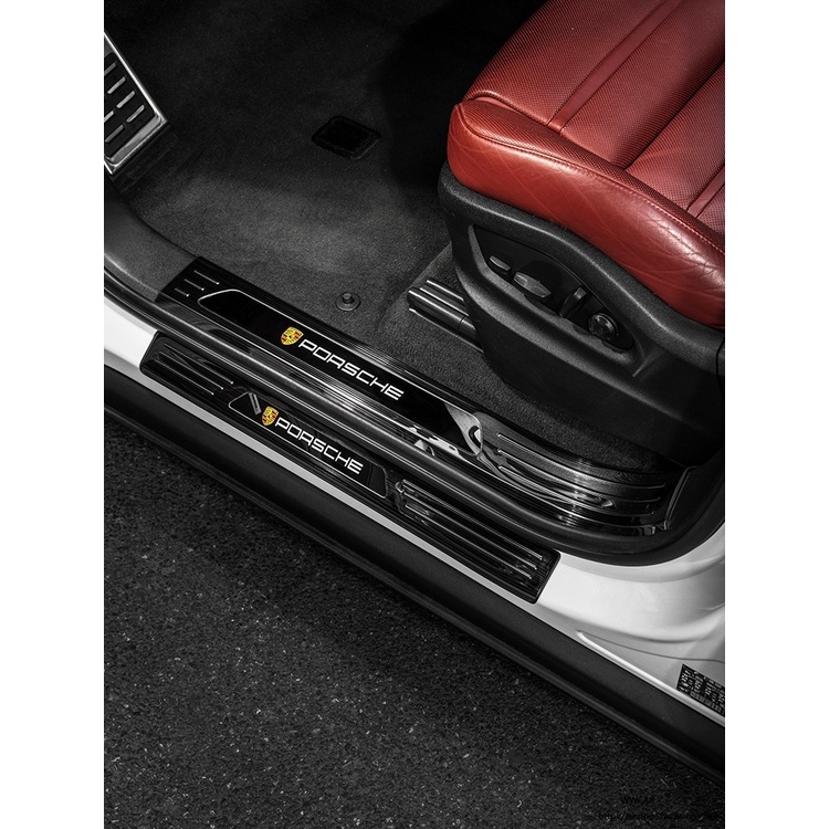 Porsche Cayenne適用於保時捷Macan卡宴帕拉梅拉718門檻條迎賓踏板后備箱護板裝飾