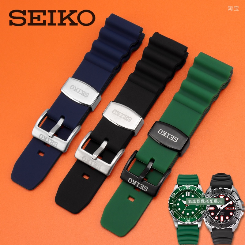 SEIKO 潛水錶帶適用於精工鮑魚罐頭 007 20 毫米 22 毫米防水矽膠錶帶帶徽標金屬保持環鋼針扣配件