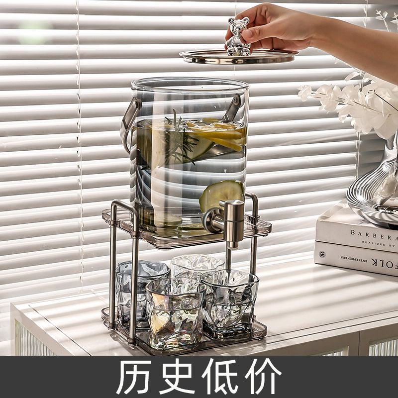 玻璃大容量水龍頭高檔客廳耐高溫果茶飲料桶釀酒瓶小熊泡酒冷水壺 BWVG