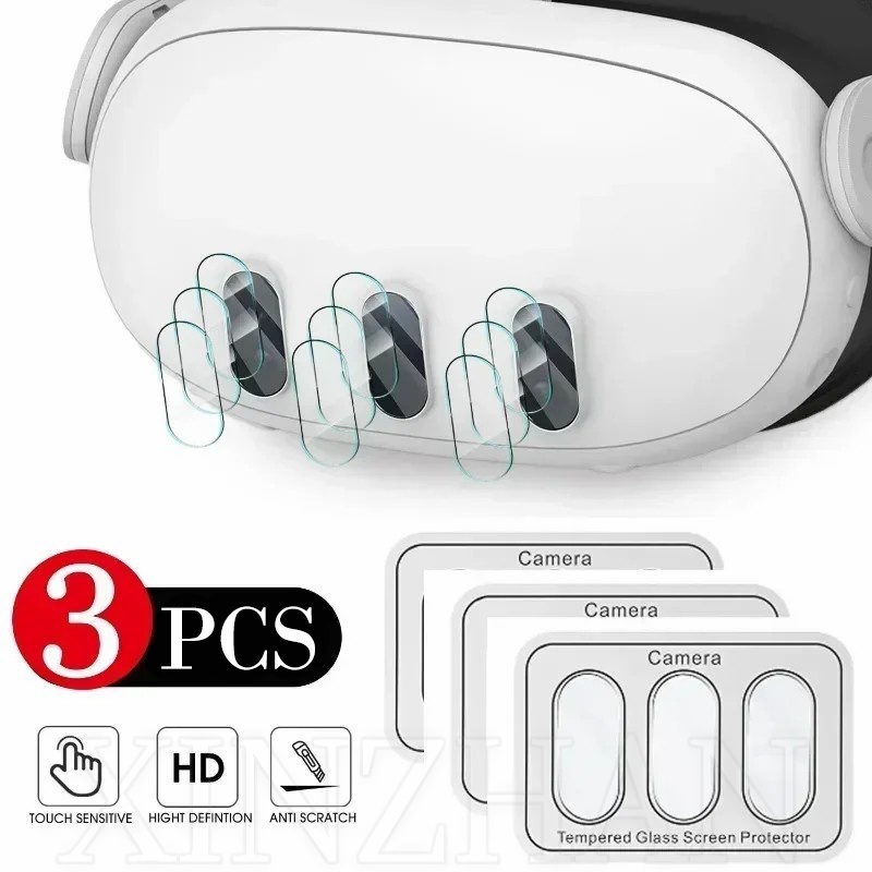 3 片 VR 眼鏡主機膜兼容 Meta Quest 3 / 防刮 VR 遊戲保護膜 / 鋼化玻璃鏡頭保護膜 / 全覆蓋