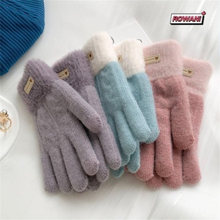 ROWAN1針織手套,防寒防風保暖手套,時尚觸摸屏厚短手套男生女生