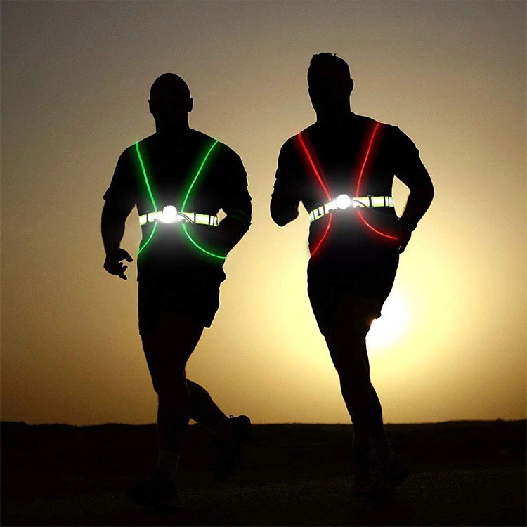 LED戶外防水USB充電跑步安全背心警示夜跑照明燈馬甲穿戴式手電筒