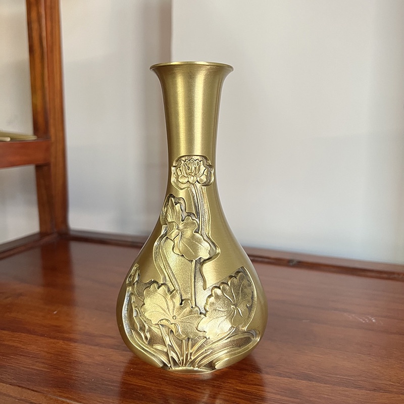 高品質銅花瓶擺件家用室內客廳茶几辦公室插乾燥花裝飾品創意花瓶擺件