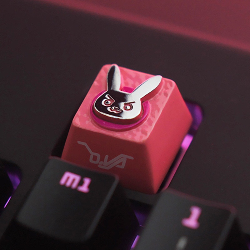 【快速出貨】鍵帽 OW守望先鋒遊戲dva粉色兔子鋅鋁合金金屬機械鍵盤個性鍵帽 鍵石