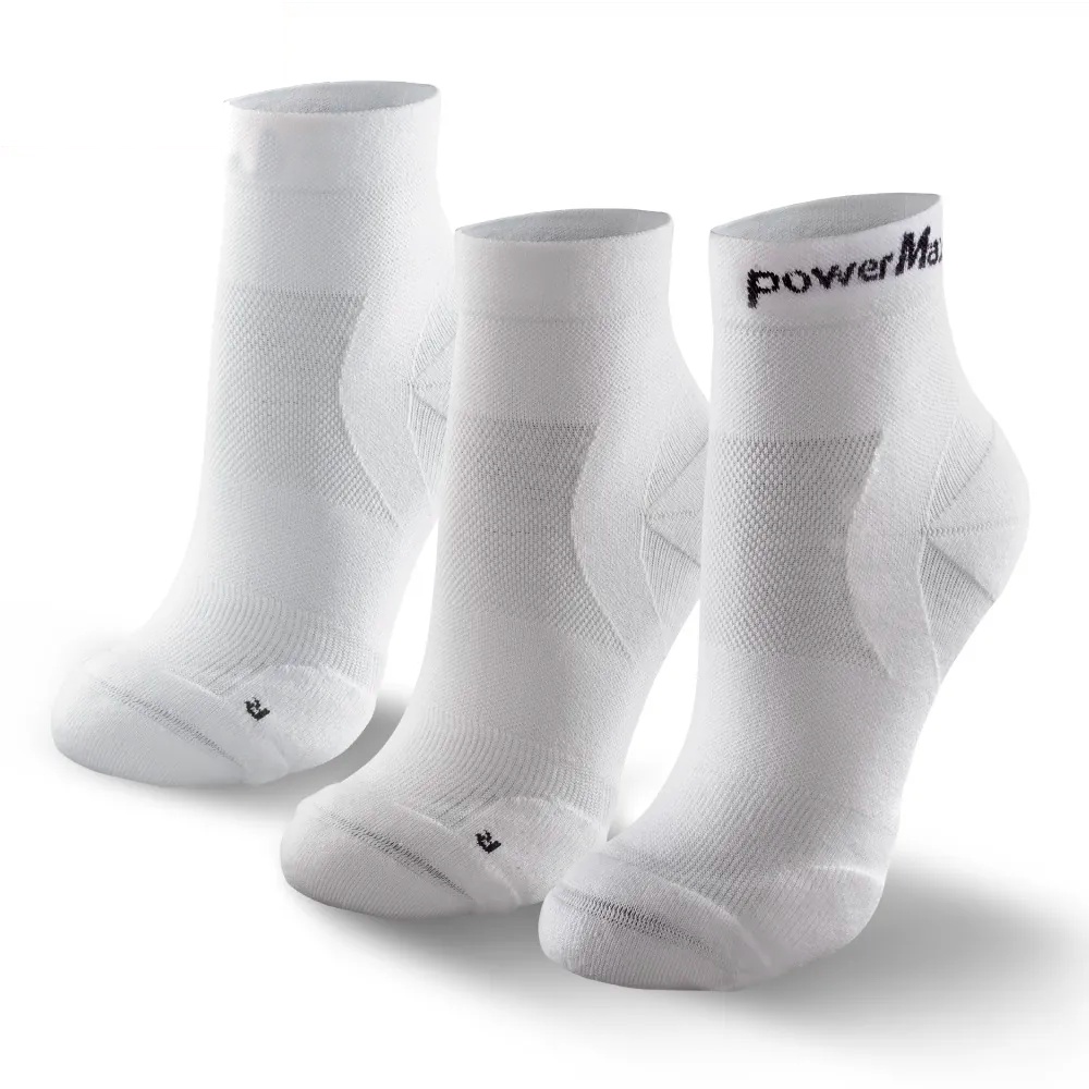 動一動商城【PowerMax】給力貼 Σ全鎖跟貼紮型護踝襪-寧靜白3入組合