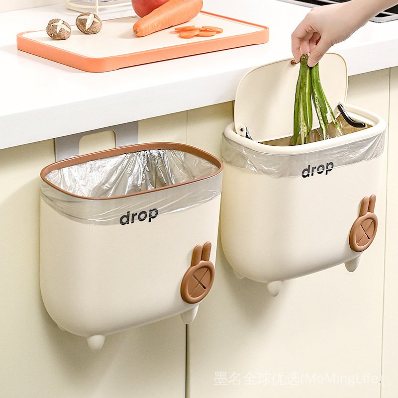 廚房垃圾桶 家用壁掛式廚餘桶 密封帶蓋懸掛清潔桶 多功能滑蓋收納桶