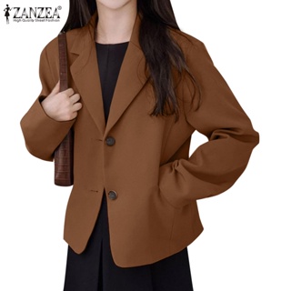 Zanzea 女式韓版時尚巴特領長袖純色西裝外套