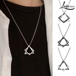 Lush【熱賣】歐美男士復古幾何體三角四方形組合項鍊