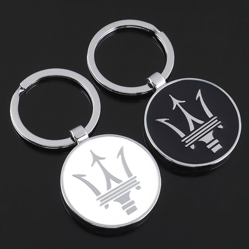 Maserati LOGO金屬鑰匙扣Ghibli Levante黑白色鑰匙圈裝飾吊飾
