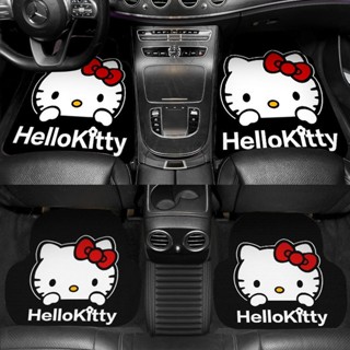Hello Kitty汽車腳墊全包圍通用型全套腳踏墊凱蒂貓車內裝飾用品地毯式耐髒腳墊