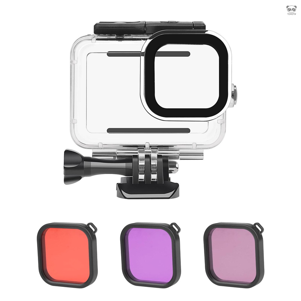 運動相機防水殼套裝 防水殼+紅色濾鏡+粉色濾鏡+紫色濾鏡 適配GoPro Hero 9  Hero 10 適用