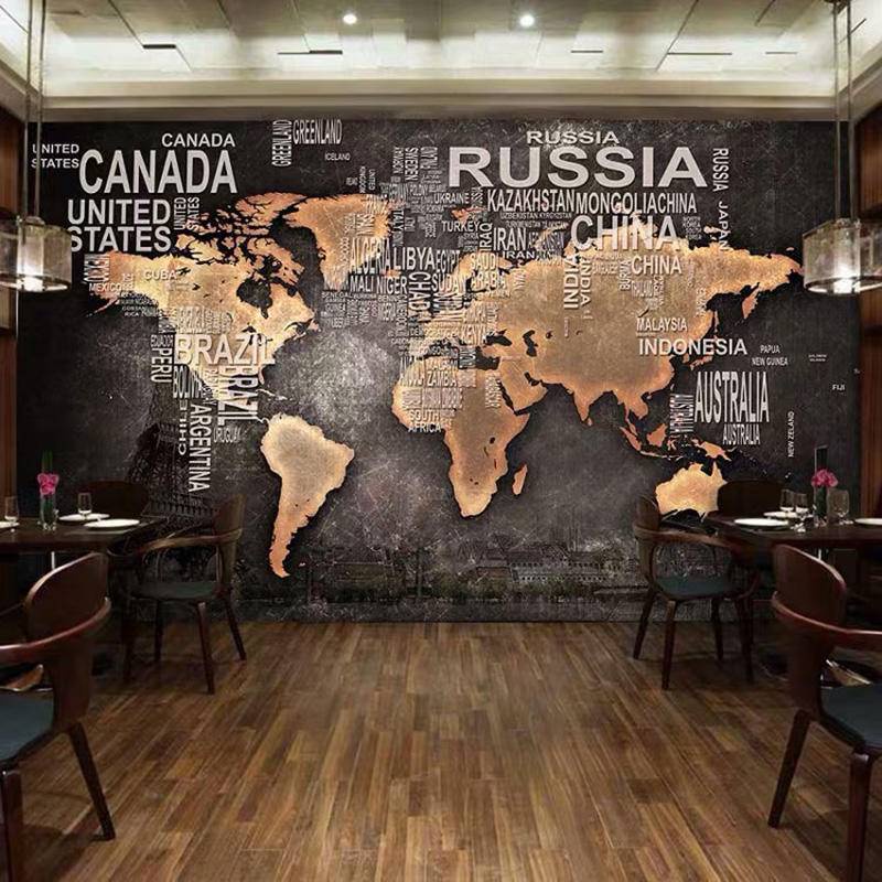 定制壁畫壁紙3d仿古世界地圖照片牆畫餐廳咖啡廳書店背景牆裝飾牆紙家居裝飾貼紙