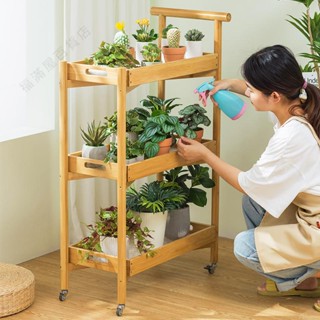 【福滿屋家居】⭐️免運·小推車花架子客廳落地式置物架陽臺花盆多肉實木簡約現代室內多層