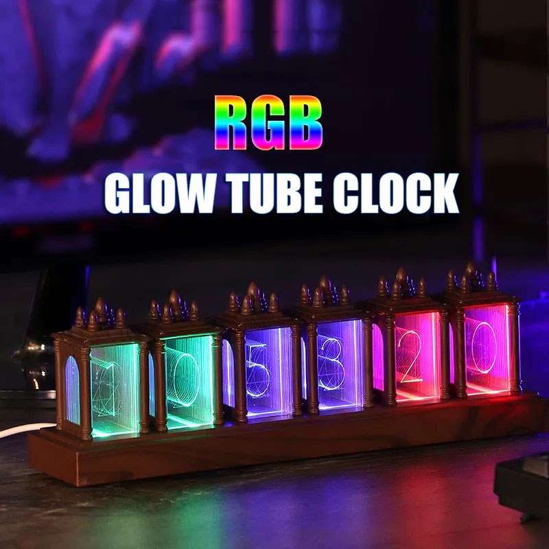 Rgb LED 發光管老式電子時鐘環境小夜燈 DIY 桌面裝飾檯燈,適用於遊戲室、禮物、裝飾品