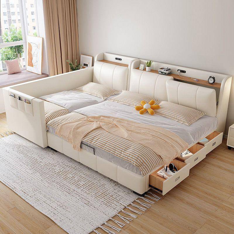 [免運 ] 親子床 二胎家庭床 現代簡約 一家多口超大床 拼接床 多功能 儲物真皮床