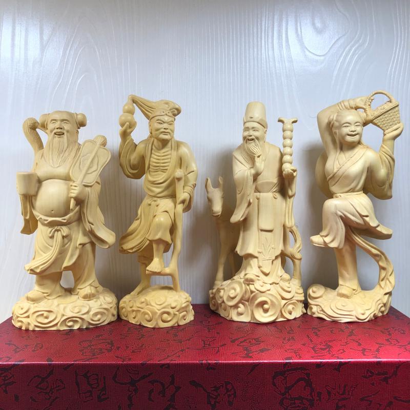 黃楊木雕道家人物神像八仙過海八仙祝壽實木送禮賀壽家居裝飾擺件