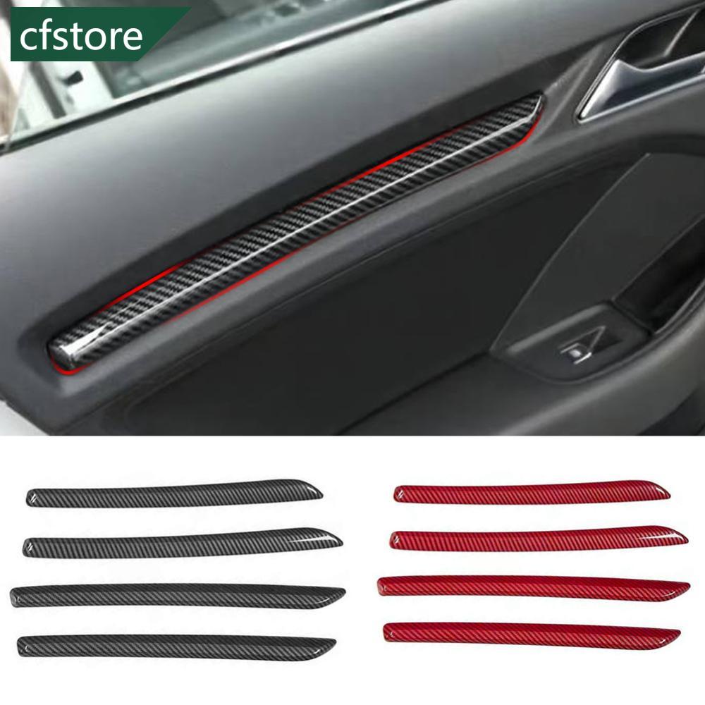 Cfstore 4 件車門裝飾蓋貼紙裝飾條碳纖維風格適用於奧迪 A3 8V S3 2014-2020 C3X1