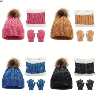 針織兒童帽子圍巾手套三件套冬季寶寶保暖兒童套裝