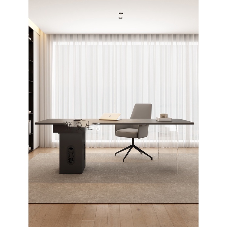 熱銷❀- 簡慢生活義式極簡亞克力岩板書桌現代簡約家用辦公桌設計師電腦桌