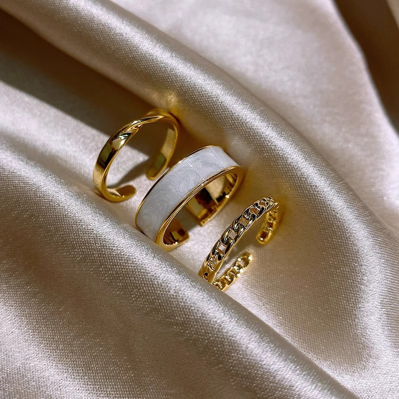3 件裝女式女孩時尚戒指金屬簡約設計戒指套裝手指戒指關節戒指