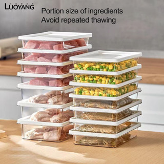 洛陽牡丹 廚房冰箱透明方形食品級食物保鮮盒凍肉蔥薑蒜果蔬雜糧收納密封盒