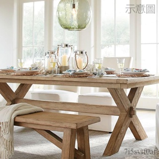 免運 木桌 桌子 書桌 餐桌 原木復古做舊實木餐桌椅組合餐廳客廳書桌長方形吃飯長條桌子