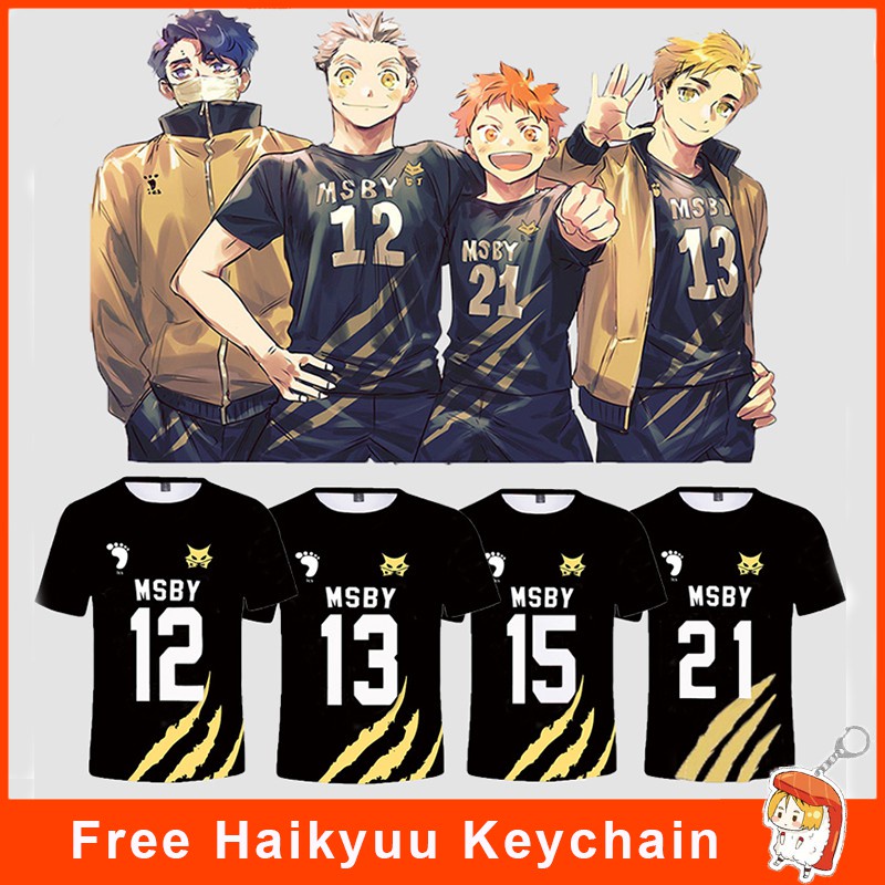 動漫 Haikyuu MSBY 黑色 Jackals HINATA 球衣 T 恤