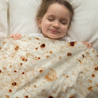 玉米煎餅毛毯珊瑚絨法蘭絨空調蓋毯印花墨西哥捲餅毯子野餐