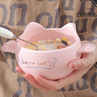 可愛貓咪沙拉陶瓷碗 420ML可愛飯碗小碗 甜品碗 早餐杯 兒童碗 優格碗 可愛燕麥碗 早餐碗 現貨
