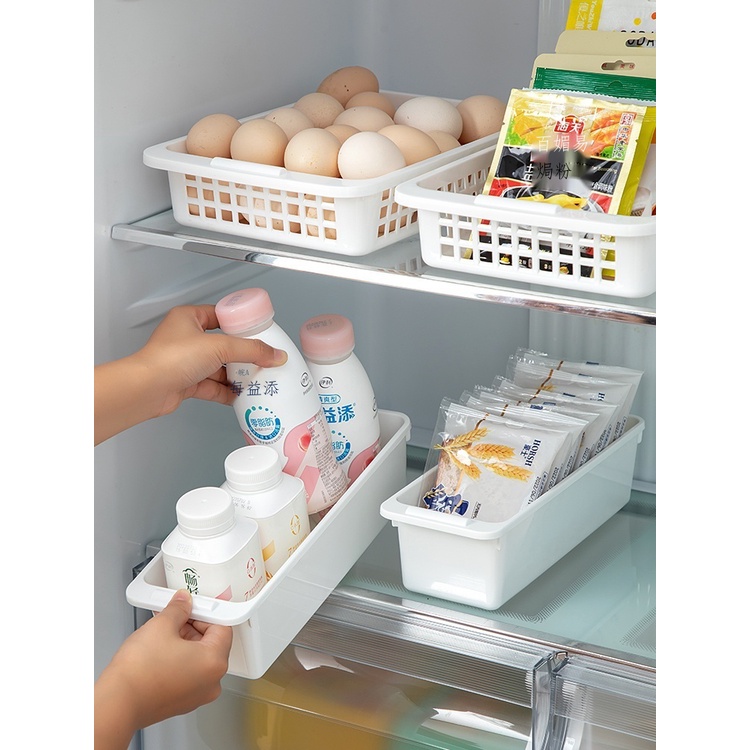 知泊商城 廚房冰箱收納籃瀝水塑膠保鮮盒收納籃雞蛋蔬菜分類長方形整理神器