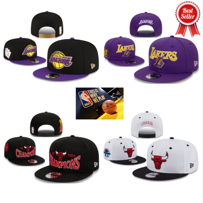 Nba 湖人隊可調節籃球帽寬簷 Snapback 男士休閒運動棒球帽公牛黑色帽子