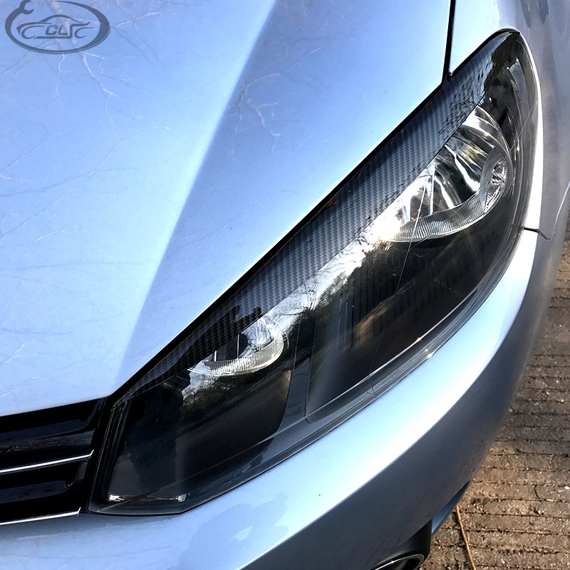 適用福斯 Golf6 高6 GTI R Golf 6 前大燈燈眉碳纖紋裝飾條改裝