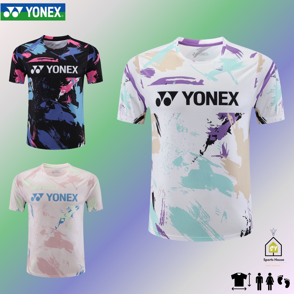 Yonex 2024 羽毛球球衣男女通用運動 T 恤韓國設計訓練運動服 Baju Sukan Jersi