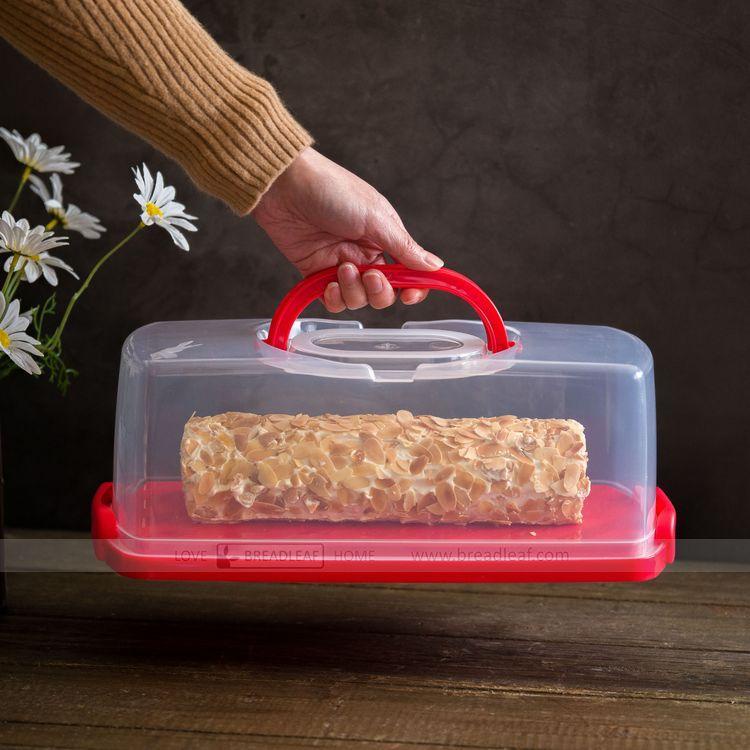 🔥台灣熱賣🔥 長方手提蛋糕卷盒 重復使用打包盒吐司面包盒手提 塑料蛋糕點心盒