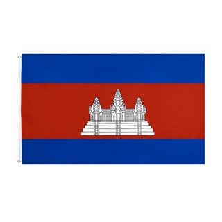 90*150cm柬埔寨國旗現貨 3*5Ft滌綸旗子工廠Cambodia旗幟批發