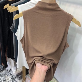 【🎈棉花糖大尺碼】M-4XL 大尺碼莫代爾無袖t恤打底衫T恤胖mm春夏新款別致半高領百搭上衣