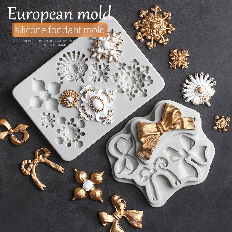 邊框歐式浮雕矽膠模具翻糖模具框架鏡面蛋糕裝飾工具巧克力膠泥模具