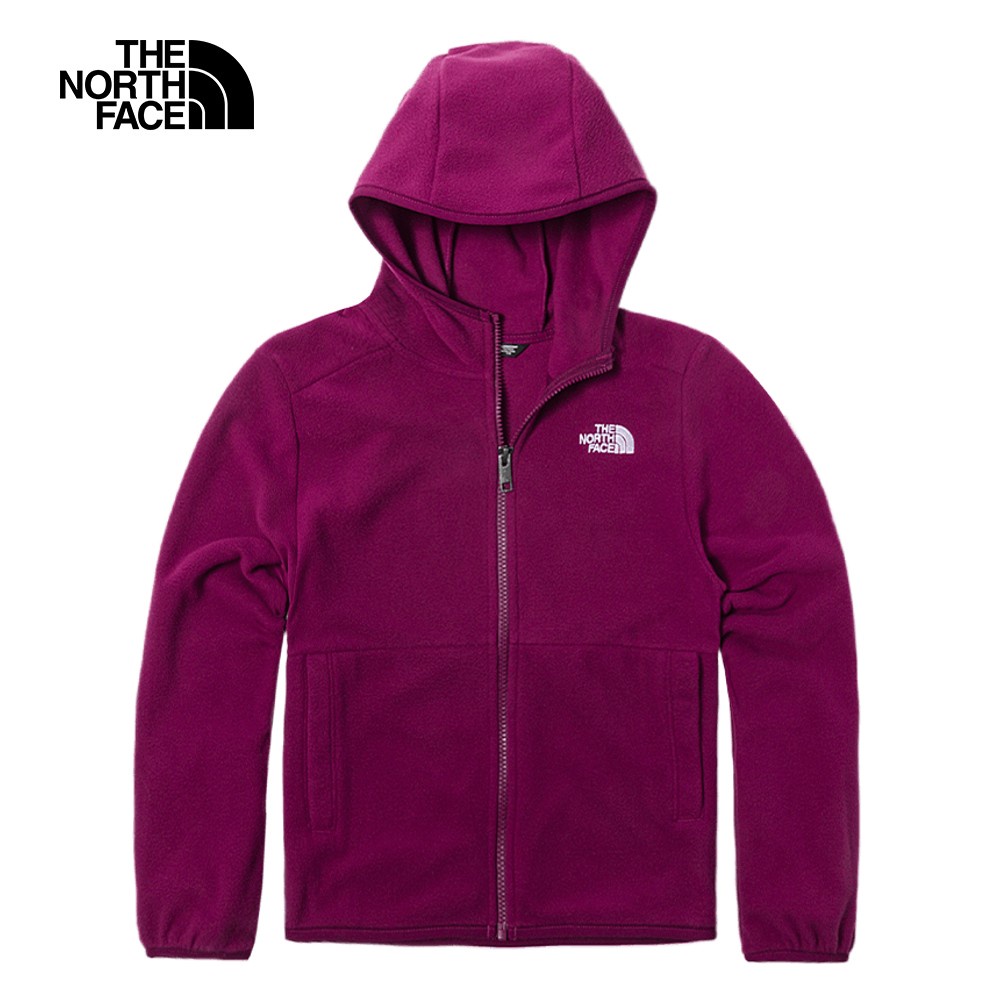 The North Face北面兒童紫紅色舒適保暖連帽抓絨外套｜82TVI0H
