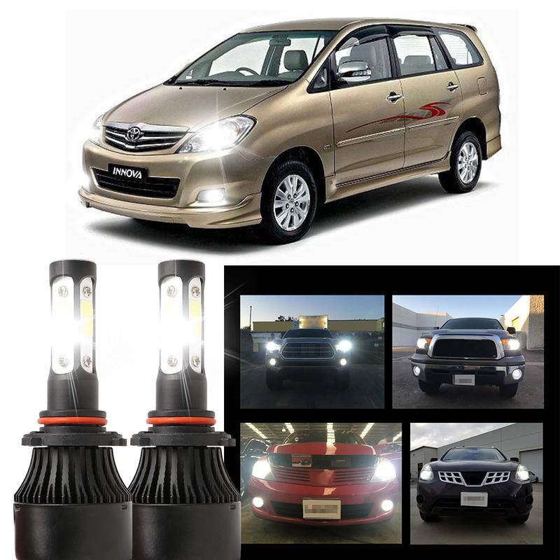 2 件白色 LED 6000K X7 4 側燈泡 NW 大燈套件適用於豐田 Innova 2005-2011 2012(