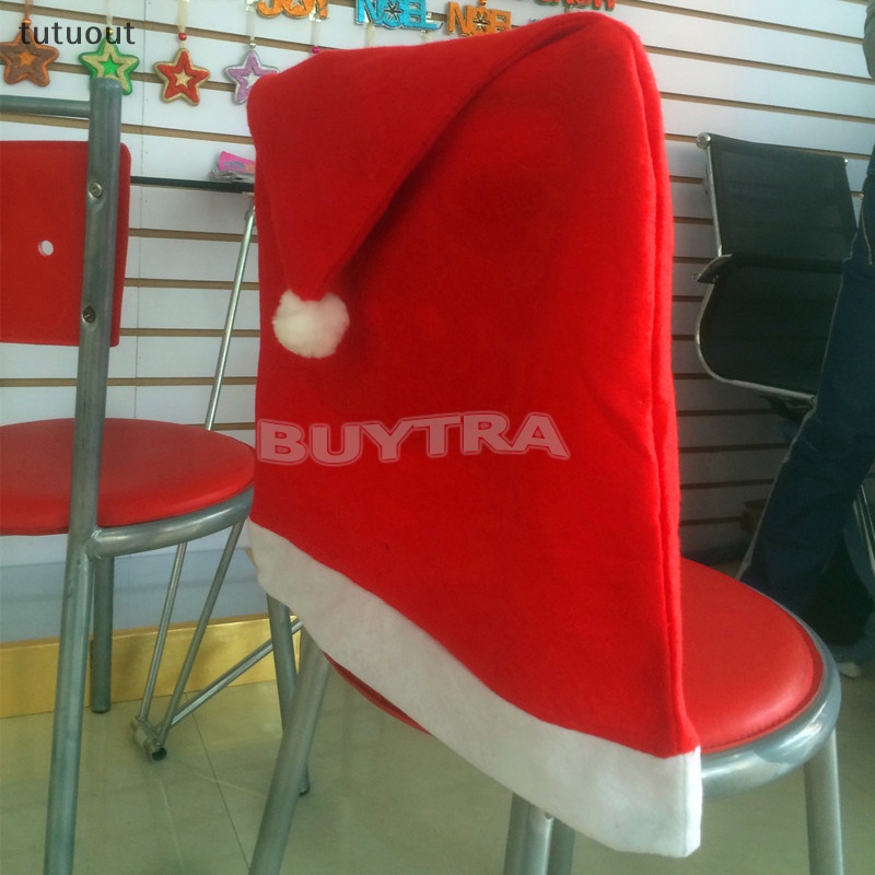 Tututuout 1 件聖誕裝飾品快樂聖誕老人紅帽椅子後蓋晚餐裝飾 VN