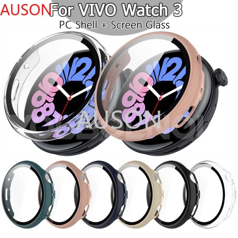 Vivo Watch 3 鋼化玻璃 + 硬 PC 保護殼 SmartWatch 輕量級全覆蓋超透明屏幕保護膜保險槓外殼