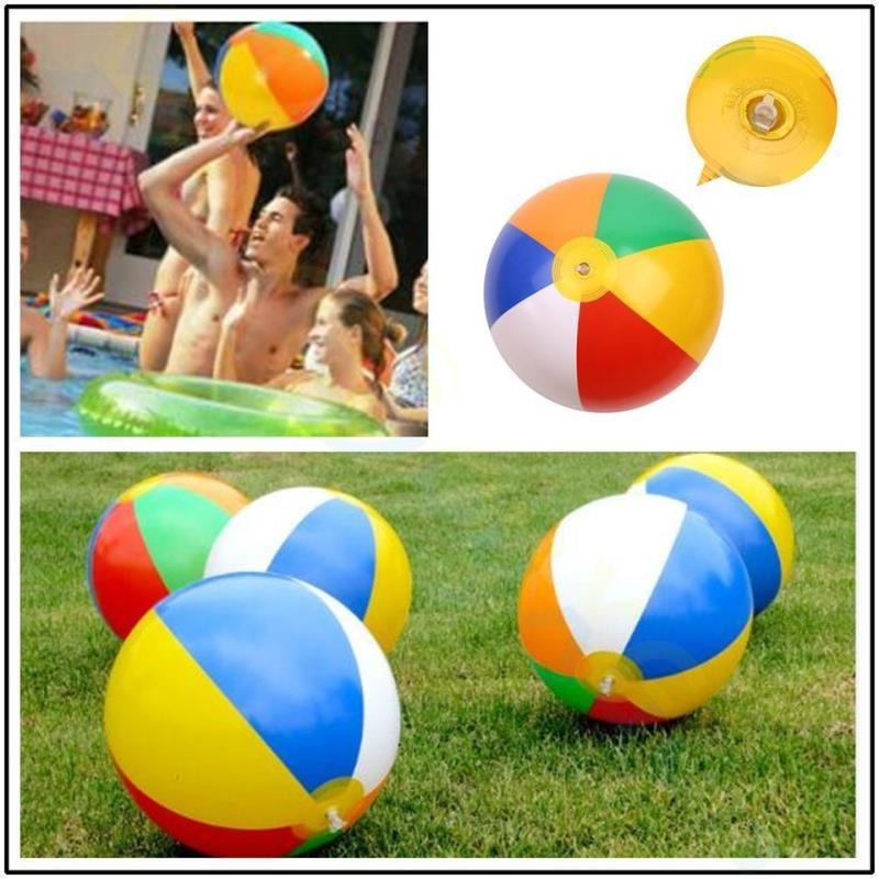 彩色充氣沙灘球PVC戶外戲水球成人兒童泳池玩具小孩寶寶早敎球