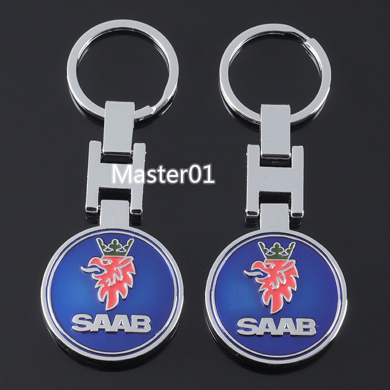 1 件裝金屬車徽鑰匙扣鑰匙圈持有人適用於 SAAB 標誌 900 93 9000 1993 1995 汽車徽章鑰匙扣鑰匙