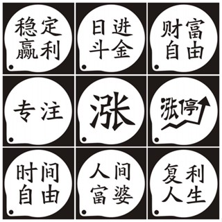 現貨【粉篩模具】4寸 咖啡拉花 撒粉模具 巧克力粉篩 漲停文字奶茶店 創意圖案 噴花訂製