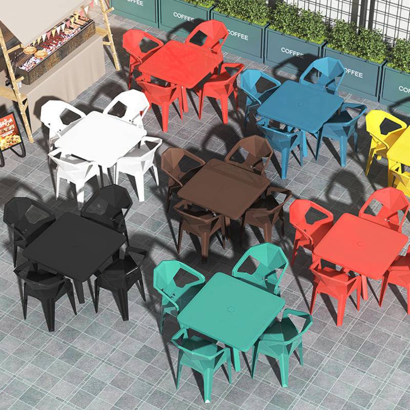 （免運可開發票）正方形的桌子椅子塑膠一戶外桌椅加厚型庭院戶外陽臺休閒清倉組合餐桌椅吧台椅