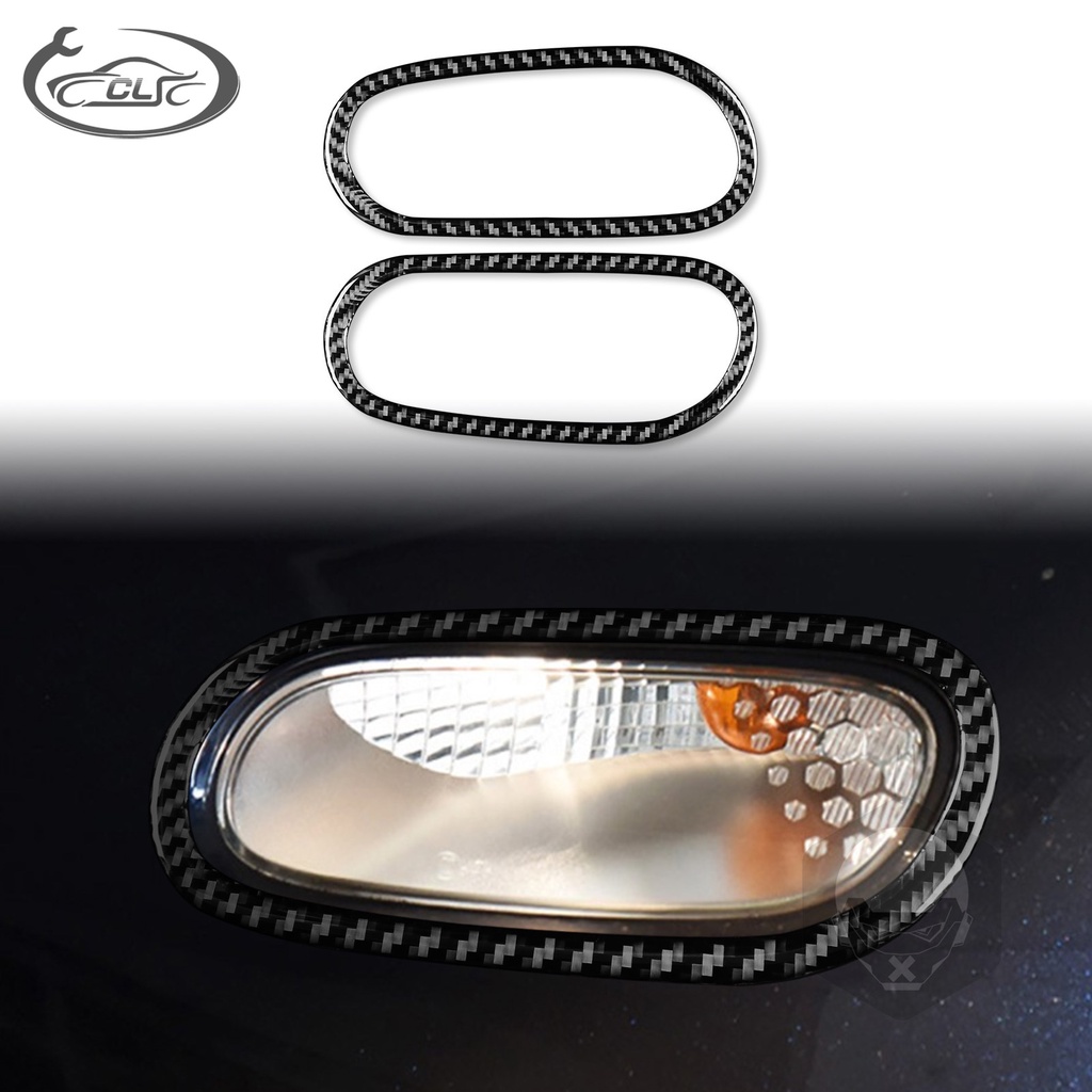 適用於16-21款 Benz 賓士 smart碳纖維外飾改裝前霧燈燈圈裝飾貼紙配件